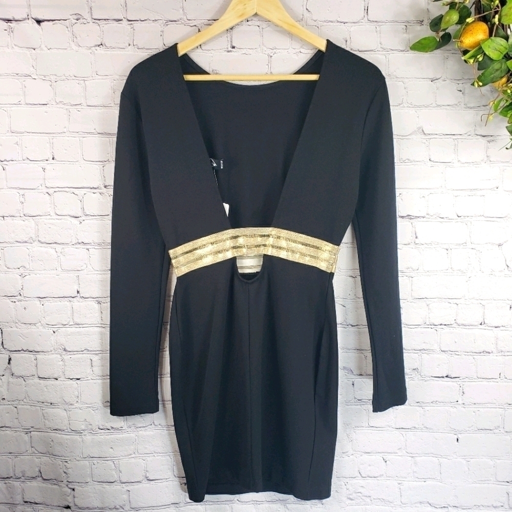 WINDSOR Open Back Long Sleeve Dress Size M